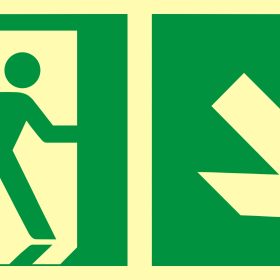 ZNAK EWAKUACYJNY - KIERUNEK DO WYJŚCIA EWAKUACYJNEGO - W DÓŁ W PRAWO - AAE 108 CE PS