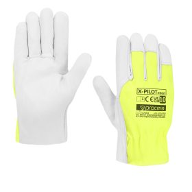 RĘKAWICE WZMOCNIONE KOZIĄ SKÓRĄ X-PILOT NEON ROZM. 10