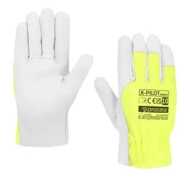 RĘKAWICE WZMOCNIONE KOZIĄ SKÓRĄ X-PILOT NEON ROZM. 9