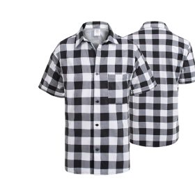 KOSZULA FLANELOWA KRÓTKI RĘKAW BIAŁO-CZARNA rozm. XXL