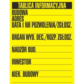 BUDOWLANA TABLICA INFORMACYJNA 1 KOLOR 49