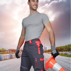 Spodnie do pasa NEON szaro-czerwone skrócone