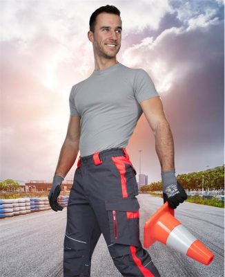 Spodnie do pasa NEON szaro-czerwone skrócone