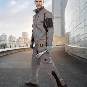 Kurtka VISION 01 szaro-pomarańczowa, 170 cm