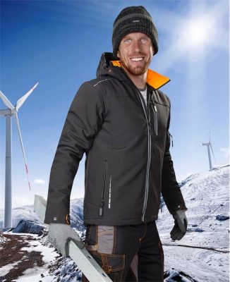 Miękka kurtka. WINTER VISION męskie, czarno-pomarańczowe