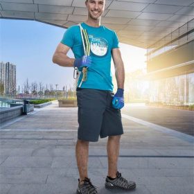 T-shirt 4TECH print Constructed niebieski