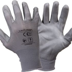 RĘKAWICE PU SZARE L230809P, 600 PAR, "9", CE, LAHTI