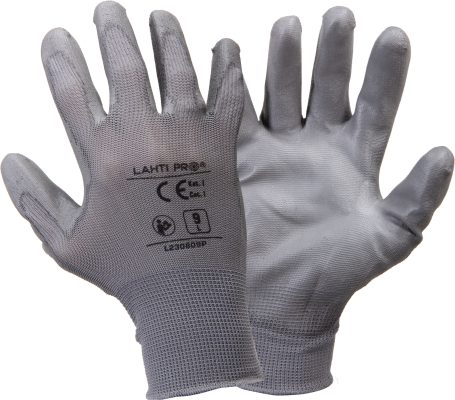 RĘKAWICE PU SZARE L230809P, 600 PAR, "9", CE, LAHTI